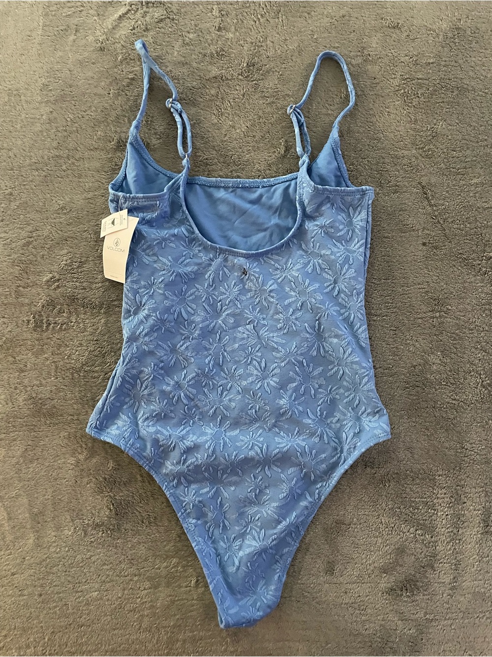 Volcom Solid Surfin One Piece Swimsuit Women’s Size S Blue Floral Skimpy - Picture 3 of 11